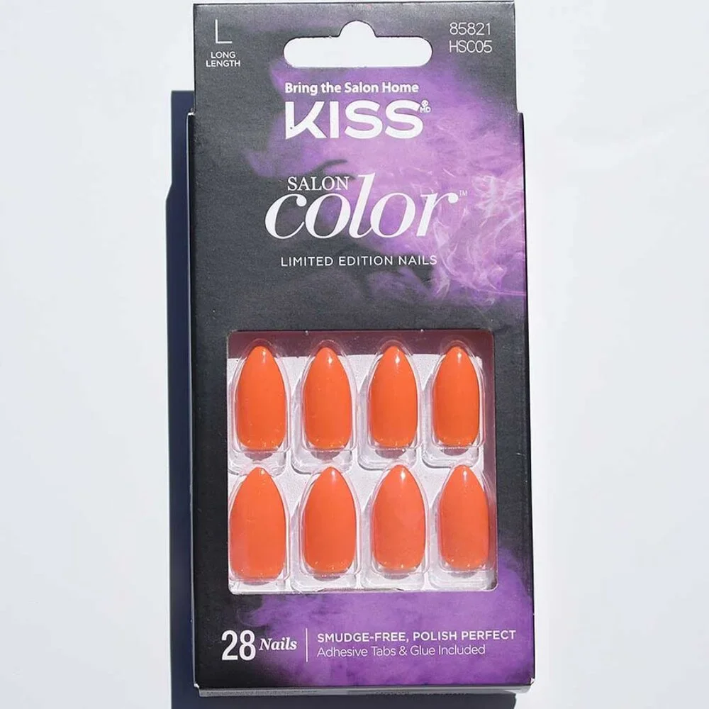 KISS Halloween Special Design Orange Nails - Long Gone